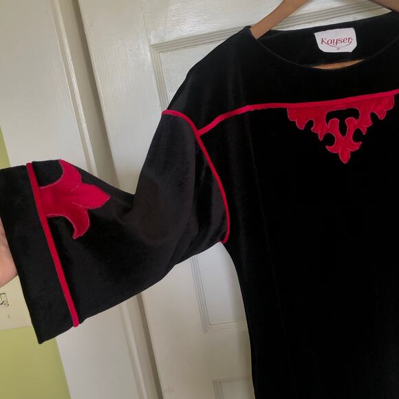 VTG 60s Kayser Velour Maxi Lounge Dress Nightgown Petite USA Gothic Vampirecore - Picture 4 of 13